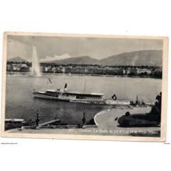 Postal  Geneve La rade le jet deau et le montblanc