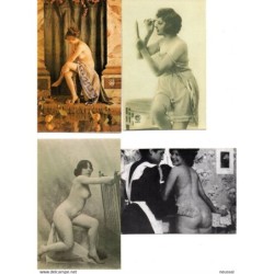 4 reproducciones de postales de desnudos