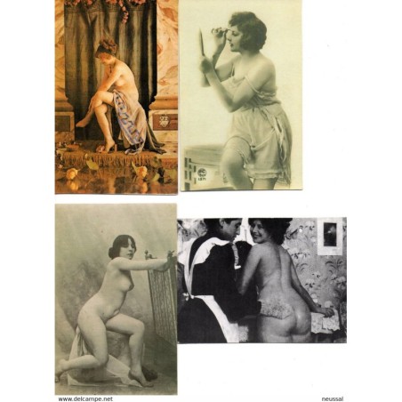 4 reproducciones de postales de desnudos