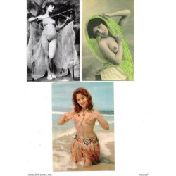 3 reproducciones de postales de desnudos