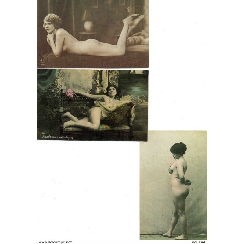 3 reproducciones de postales de desnudos 3 reproducciones de postales de desnudos