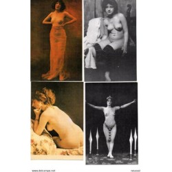 4 reproducciones de postales de desnudos