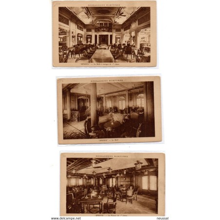 5 cartas postales de mensajería marítima de Francia