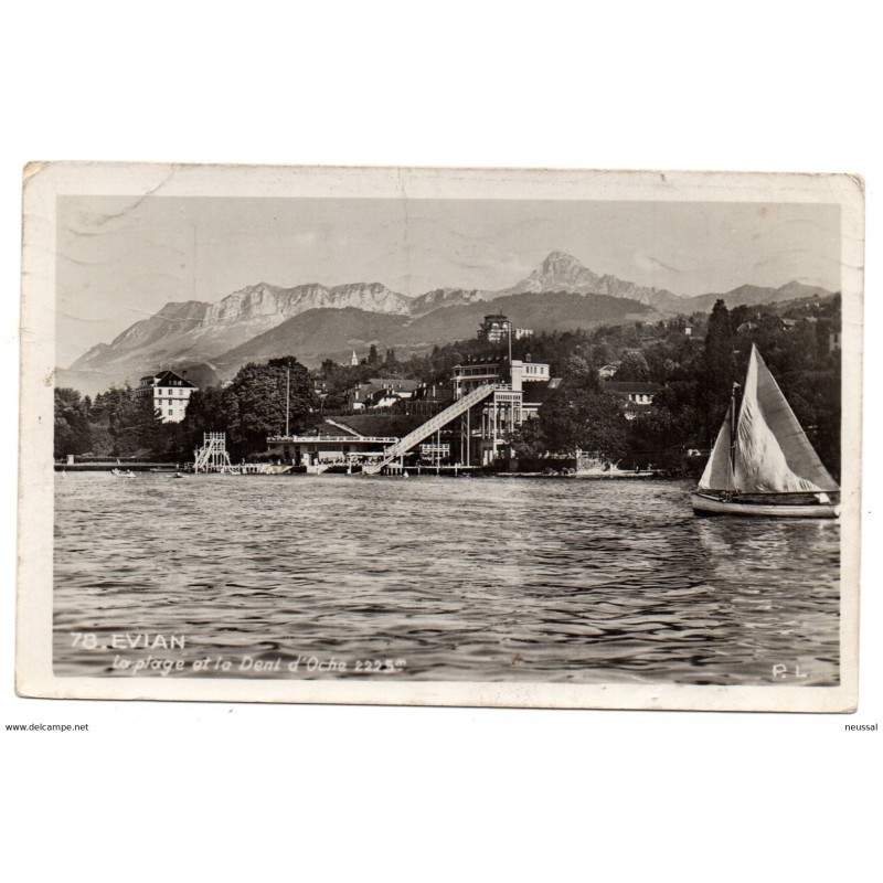 Postal evian circulada de 1945 Postal evian circulada de 1945