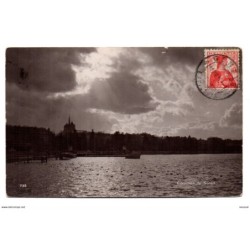Postal  circulada de 1912 suiza coucher de soleil