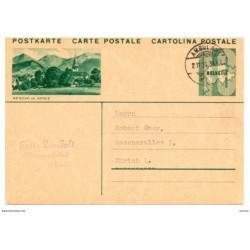 Entero postal de Suiza circulada 1934