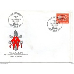 Sobre visita del Papa Pablo VI año 1969 Sellos de servicio n 436