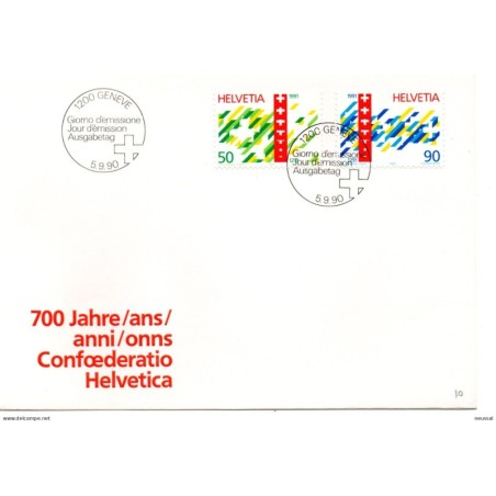 Sobre primer día de emisión 1990