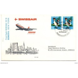 Sobre de Suiza con matasellos 1971Primer vuelo Suiza a New York
