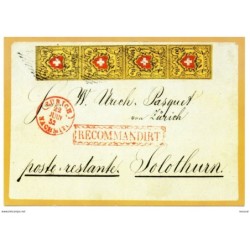 Postal de Suiza con matasellos 1990