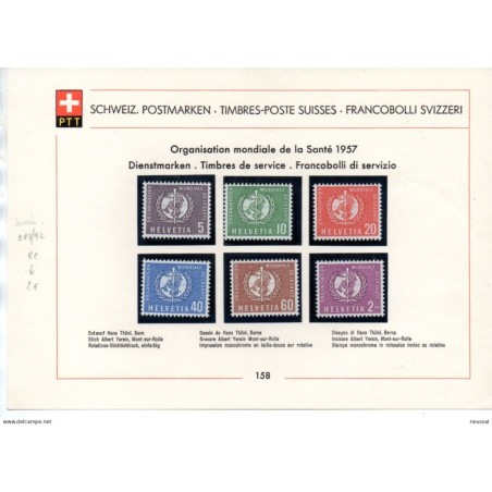 Sellos de Suiza Organisation mondiale de la Santé 1957