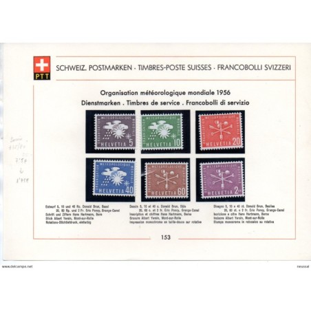 Sellos de Suiza Organisation météorologique mondiale 1956