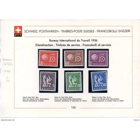Sellos de Suiza Bureau international du Travail 1956