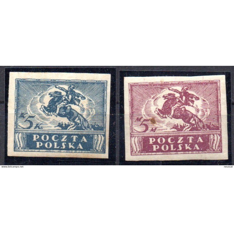 Pareja de sellos de polonia sin dentar Pareja de sellos de polonia sin dentar