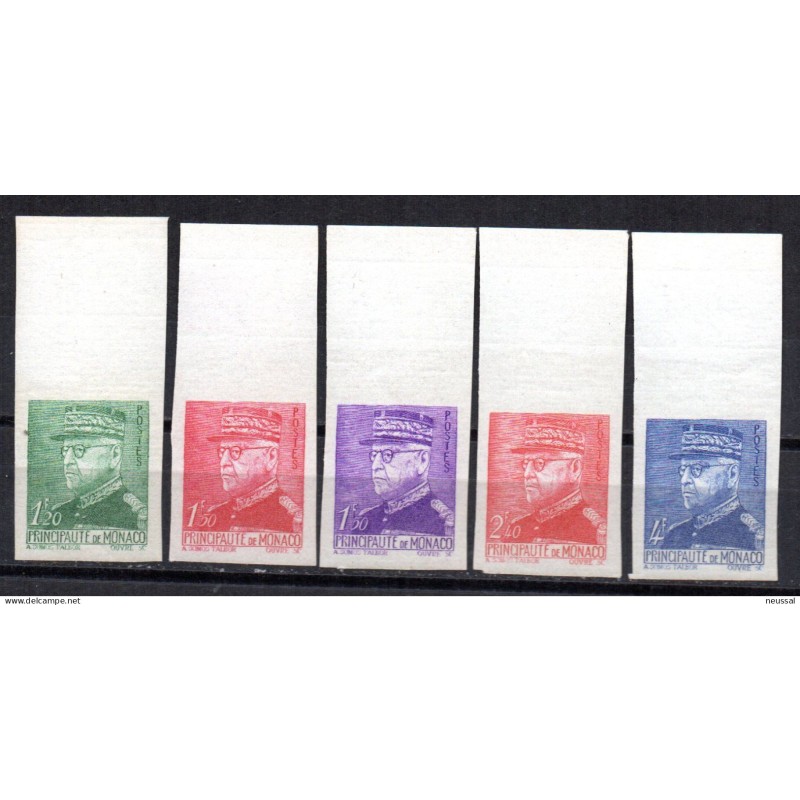 5 sellos sin dentar 1941 Monaco 5 sellos sin dentar 1941 Monaco