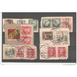 Ficha con recortes de carta con viñetas y patrioticos
