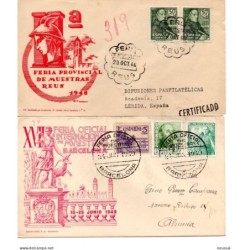 2 Sobres XVII Feria de muestras en Barcelona 14949 y II feria provincial de muestras en Reus 1948