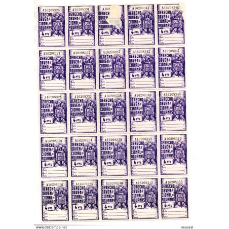 Conjunto de 25 sellos de derecho obvencional de aduanas de 4 pts