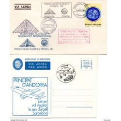 2 sobres principado de Andorra 1982 y Presentación Europea Prefil 80 Argentina