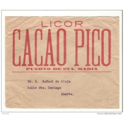 Carta con publicidad licor cacao pico