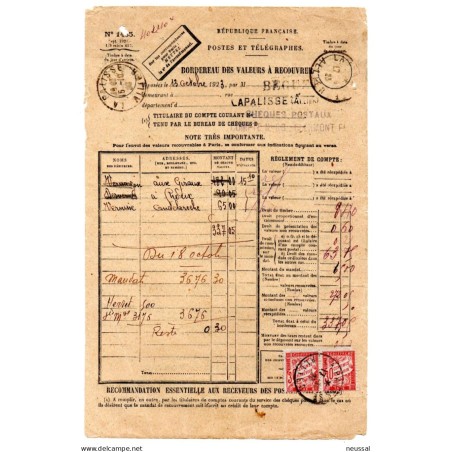 Papel con matasellos de  la palisse y sellos taxa