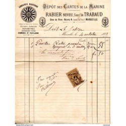 Papel  de 1883  Depot des cartes de la marine con fiscal