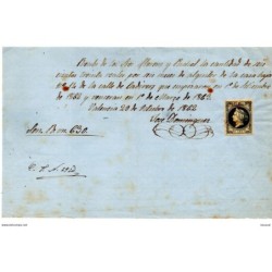 Papel  de 1863 con fiscal de recibo 50ct