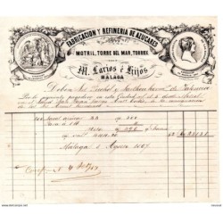 Papel  de fabrica  y refineria de azucares Motril de 1867