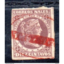Sello n 55 colombia con matasellos rojo