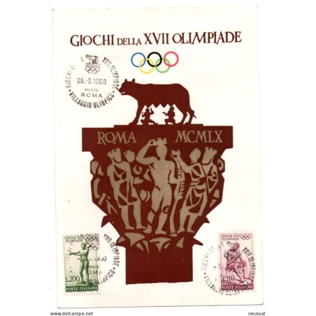 Tarjeta postal italiana de 1960 juegos olimpicos