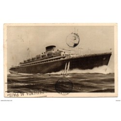 Tarjeta postal   circulada de uruguay barco  neptunia