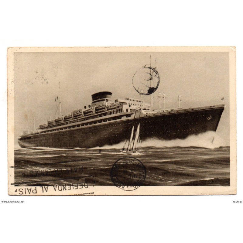 Tarjeta postal circulada de uruguay barco neptunia Tarjeta postal circulada de uruguay barco neptunia