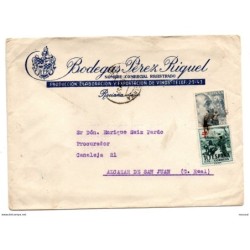 Carta  con matasellos 1952 y publicidad  bodegas perez