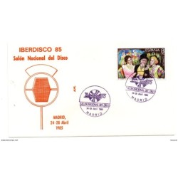 Carta con matasellos commemorativo de salon nacional del disco