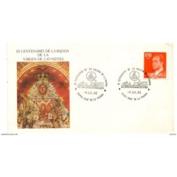 Carta con matasellos commemorativo de la bajada de la virgen de 1980