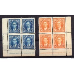 Sellos n 1945 en bloque de 4  Canada