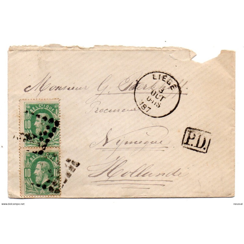 Carta con matasellos liege de 1887 Carta con matasellos liege de 1887