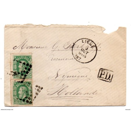 Carta con matasellos liege de 1887