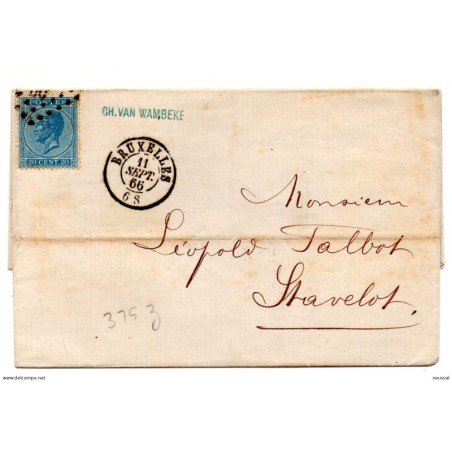 Carta con matasellos de bruxelles 1866