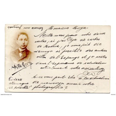 Tarjeta postal circulada con foto dedicada impresa de 1903