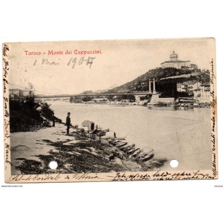 Tarjeta postal  circulada 1904  Torino Monte dei cappuccini
