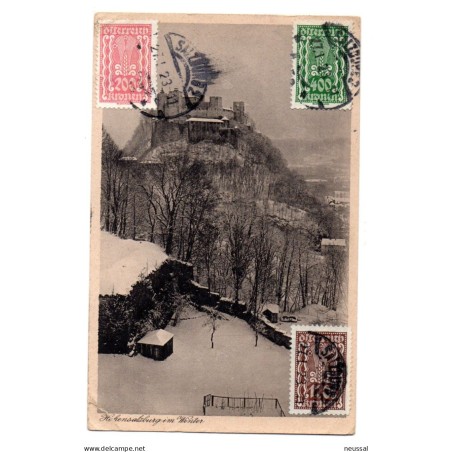Tarjeta postal  circulada 1923 hohensalzburg