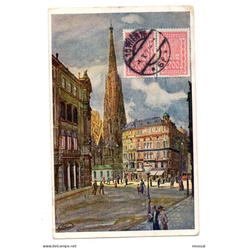 Tarjeta postal circulada 1923 wien Tarjeta postal circulada 1923 wien