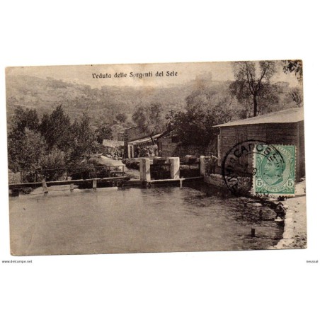 Tarjeta postal circulada de veduta delle sorgenti del sele
