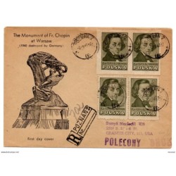 Carta   de polonia certificada con matasellos de 1947