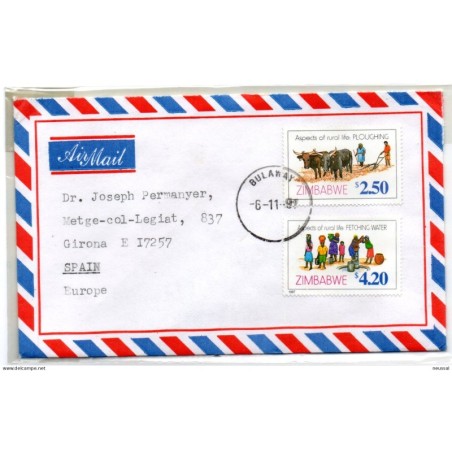 Carta  con matasellos 1997 zimbabwe
