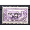 Sello de Andorra con sobrecarga sin Elections solo setembre 1933  2c violeta con marquilla