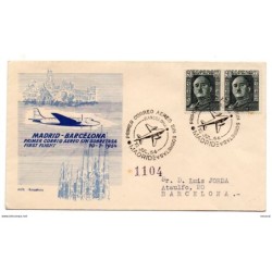 Carta con matasellos 1954 correo aereo sin sobretasa