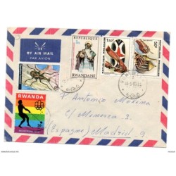 Carta con matasellos de 1980 rwanda