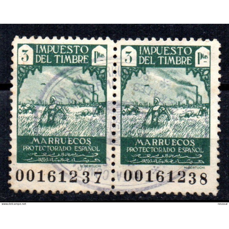 Pareja de impuestos de marruecos con bonito matasellos Pareja de impuestos de marruecos con bonito matasellos
